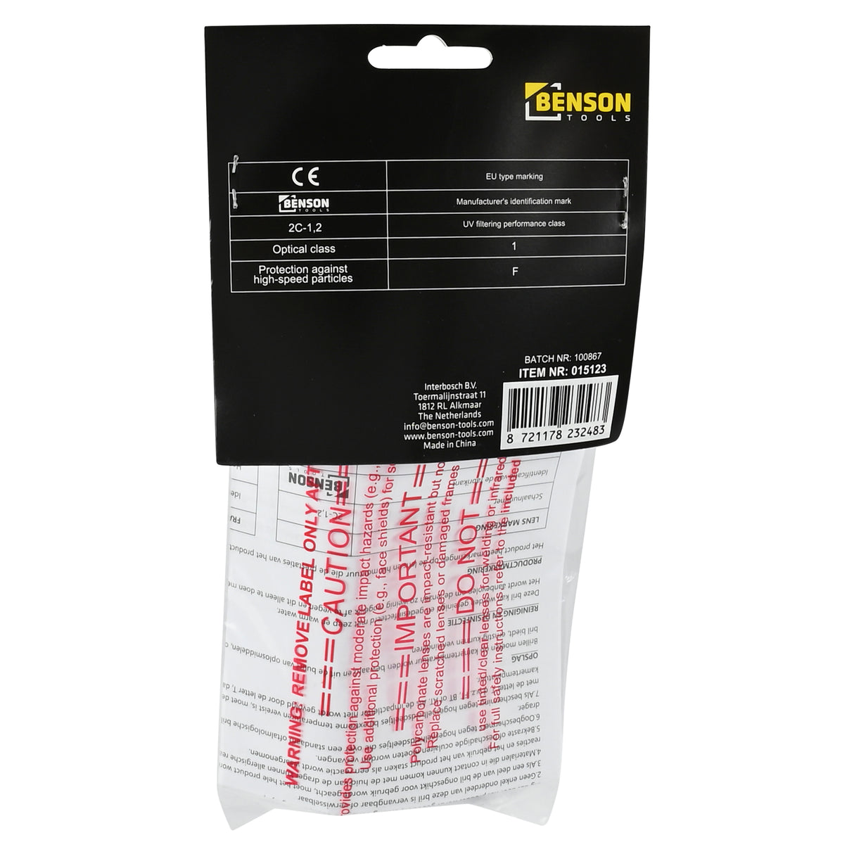 Veiligheidsbril zwart rood frame