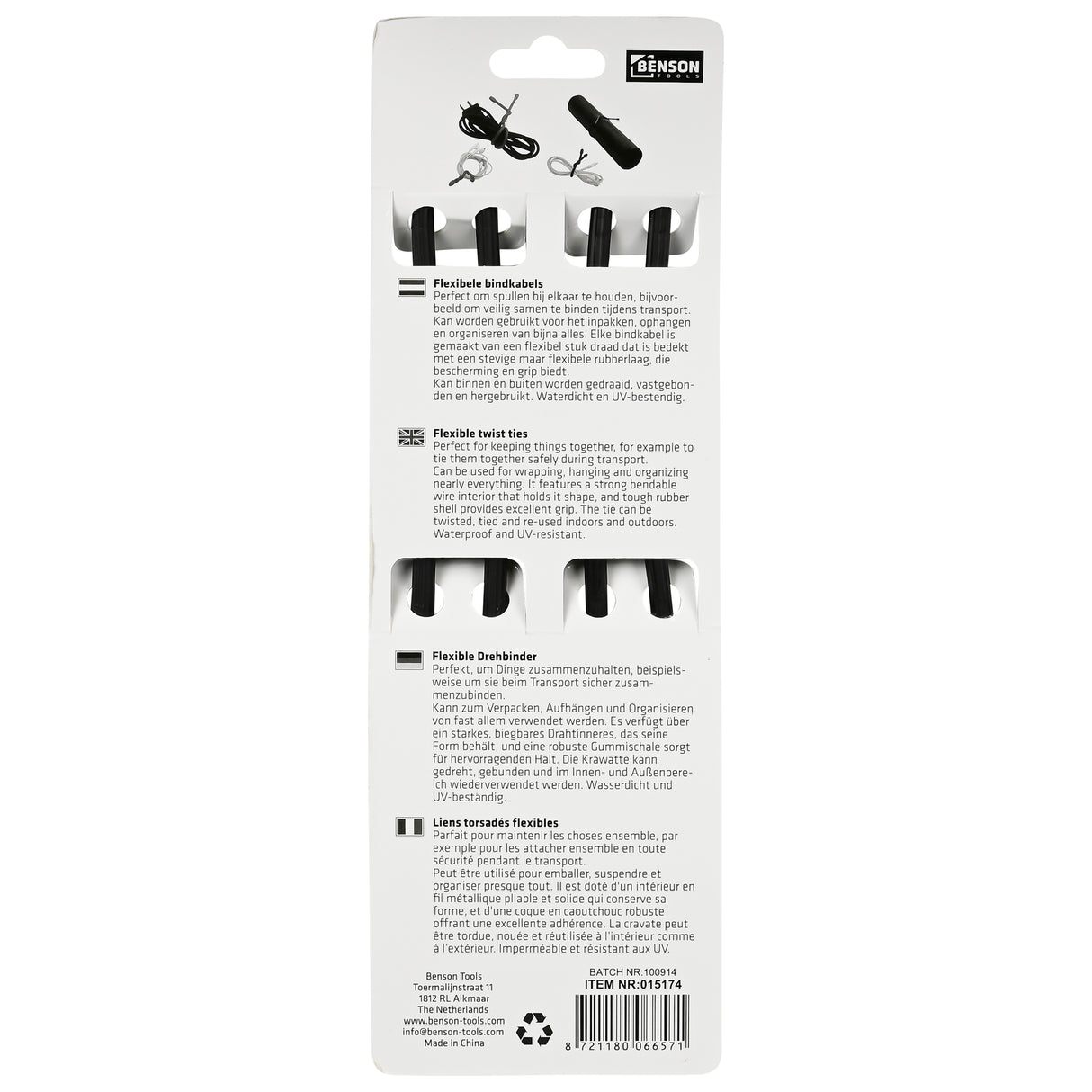 Cable tie set flexible black 45 cm 2 pcs