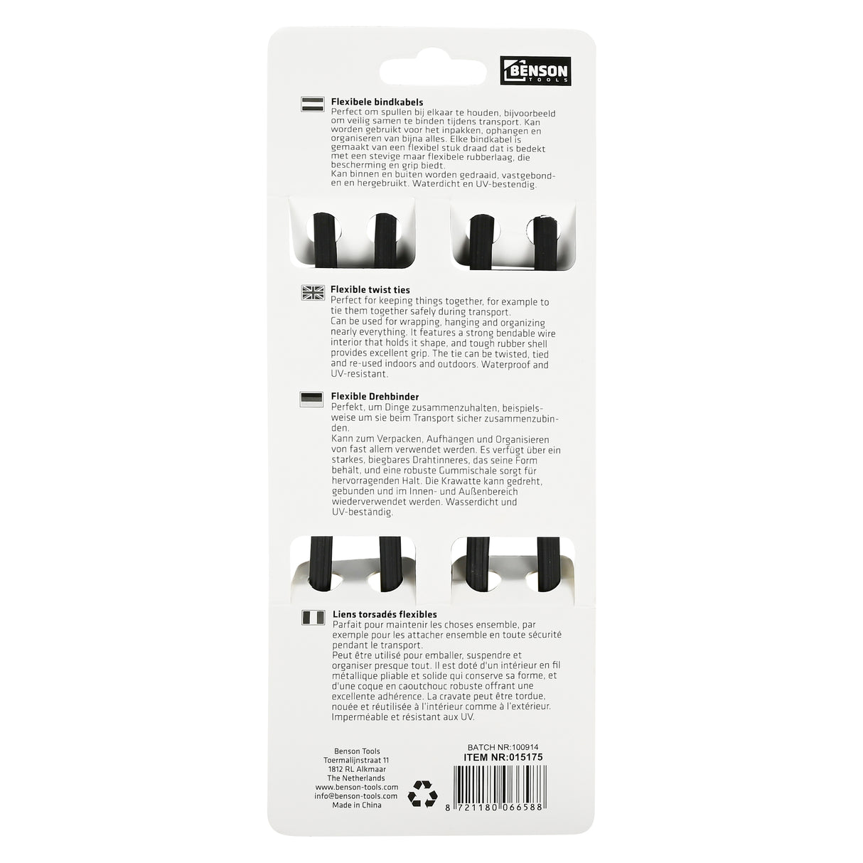 Flexibles Bindekabelset schwarz 30 cm 2-tlg