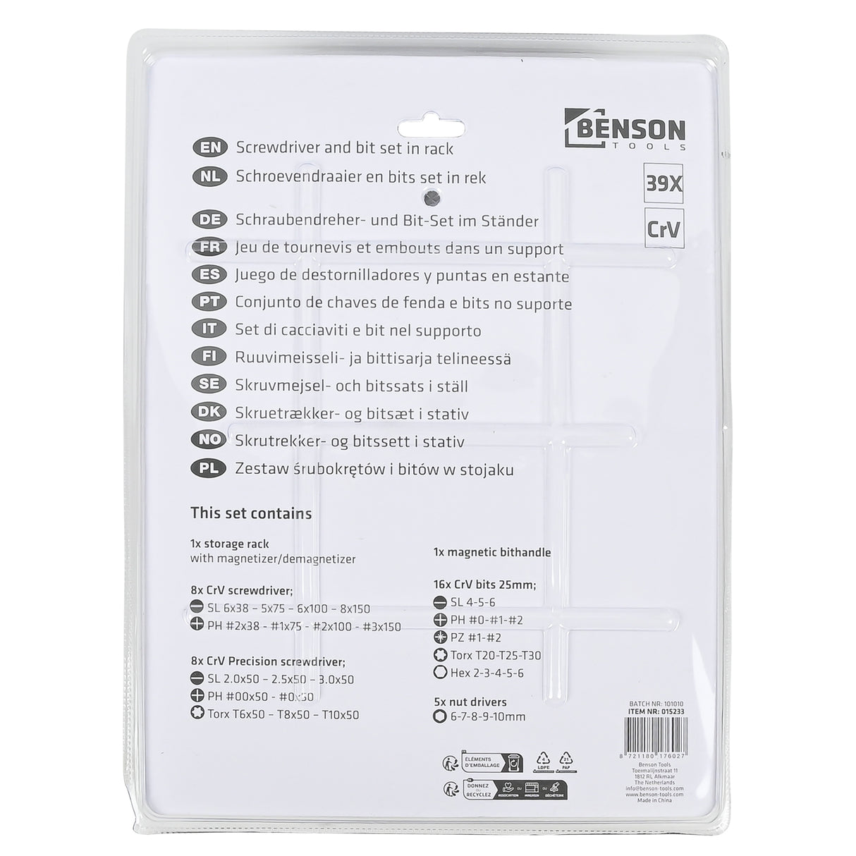 Screwdriver and bit set 39 pcs