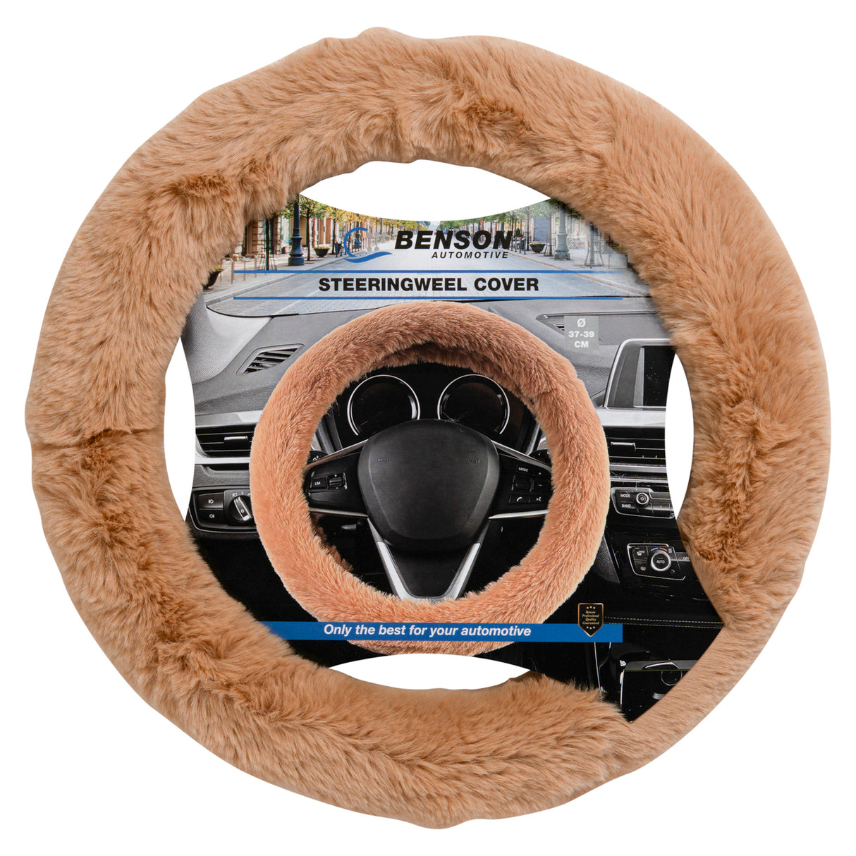 Steering weel cover fur soft beige