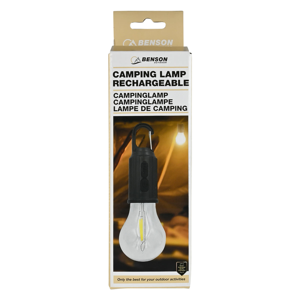 Runde Campinglampe mit wiederaufladbarem Karabiner