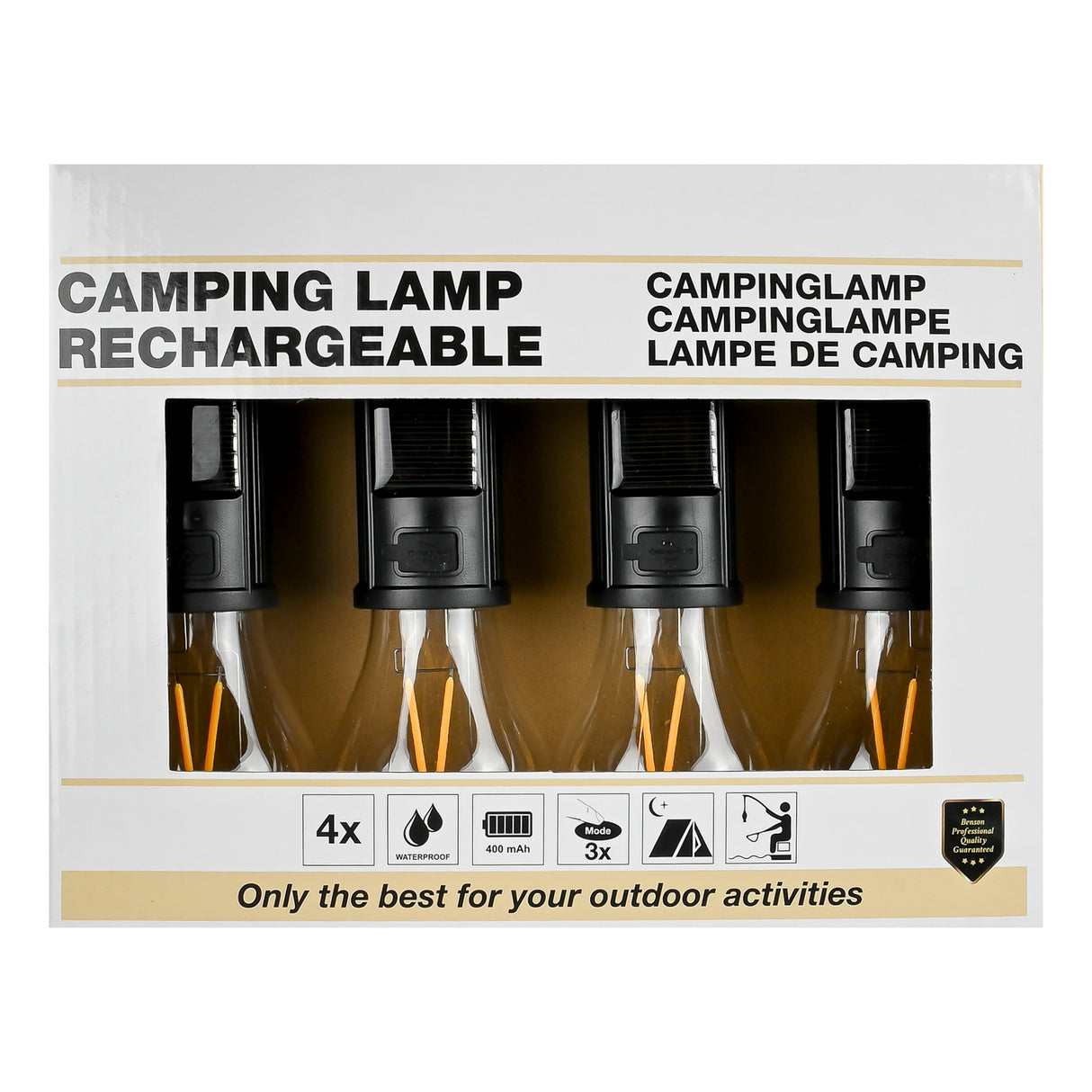 Campinglampe mit Karabiner Solar 4 Stk