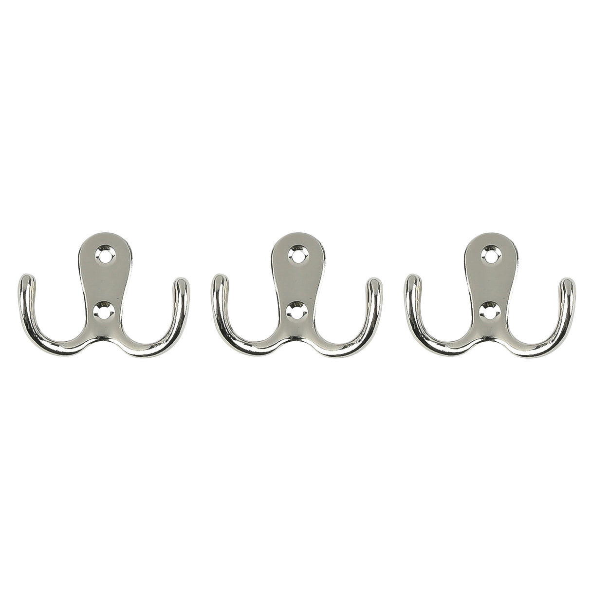 Coat hook double metal silver 3 pcs