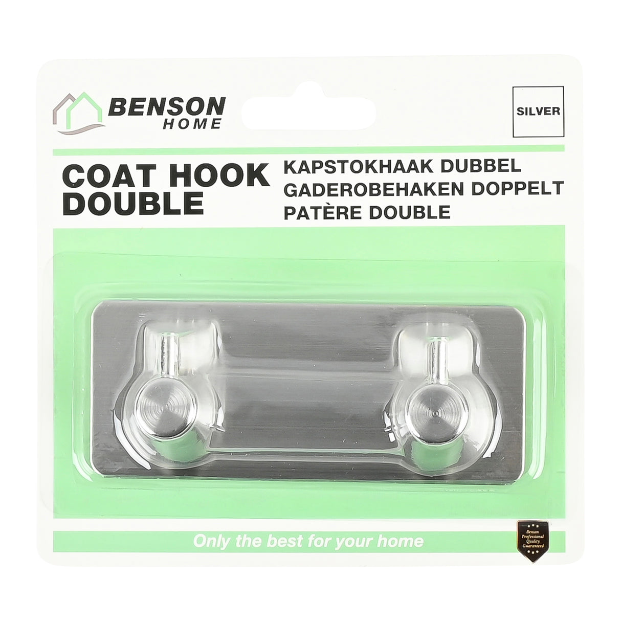 Hook double metal self-adhesive silver