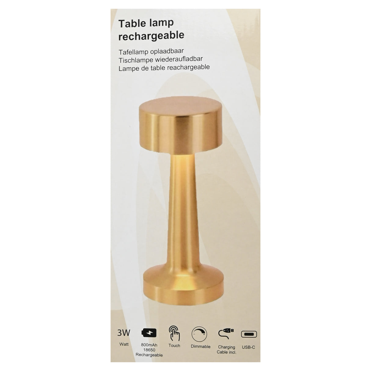 LED-Tischleuchte, dimmbar, wiederaufladbar, Touch-Gold