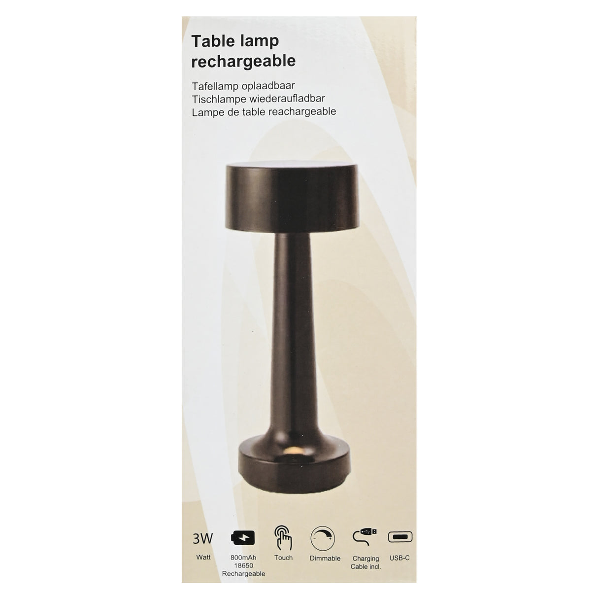 LED-Tischleuchte dimmbar wiederaufladbar Touch schwarz