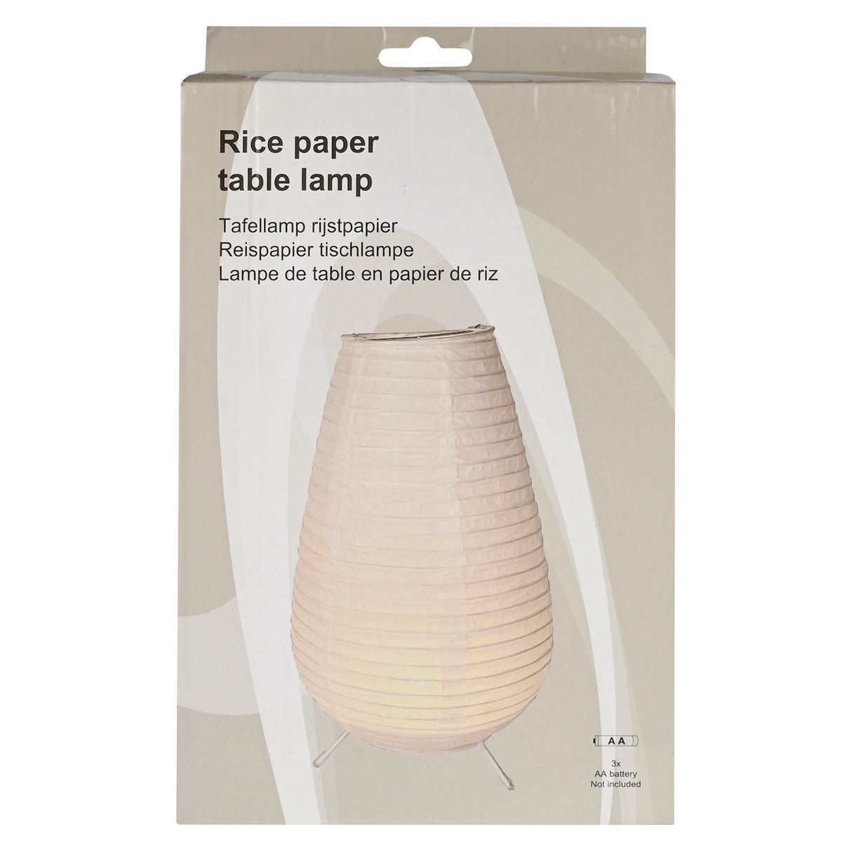 Tischlampe aus Reispapier, oval, Batterie