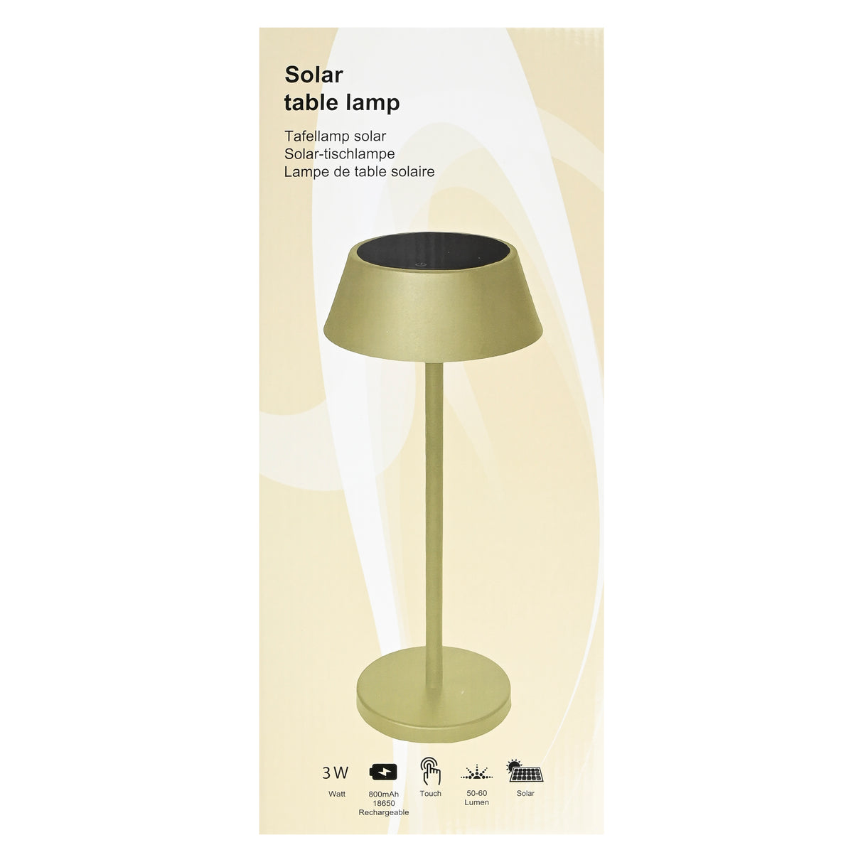 Solar-Tischlampe aus Metall in Beige