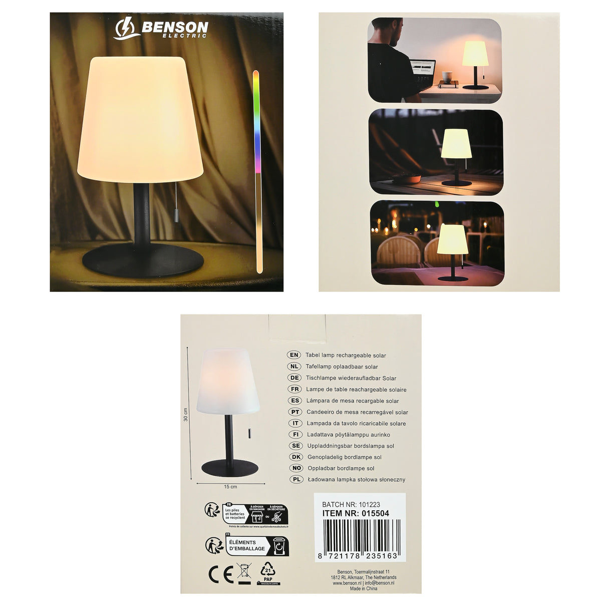 LED solar table lamp rechargeable 30 cm