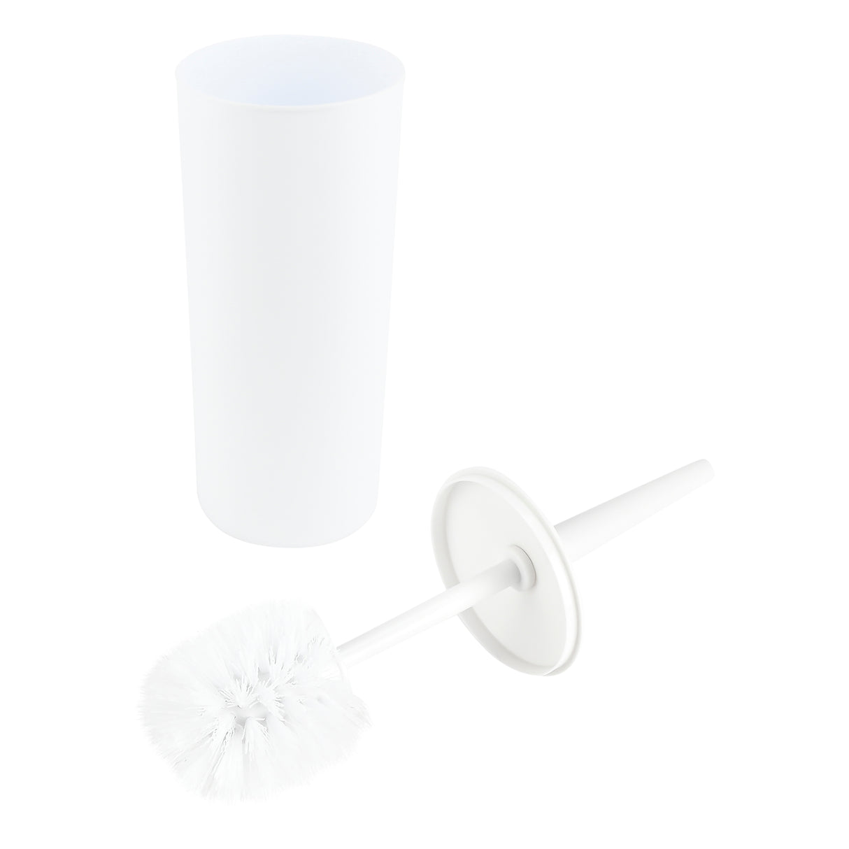 Wc borstel + houder wit rond hoog