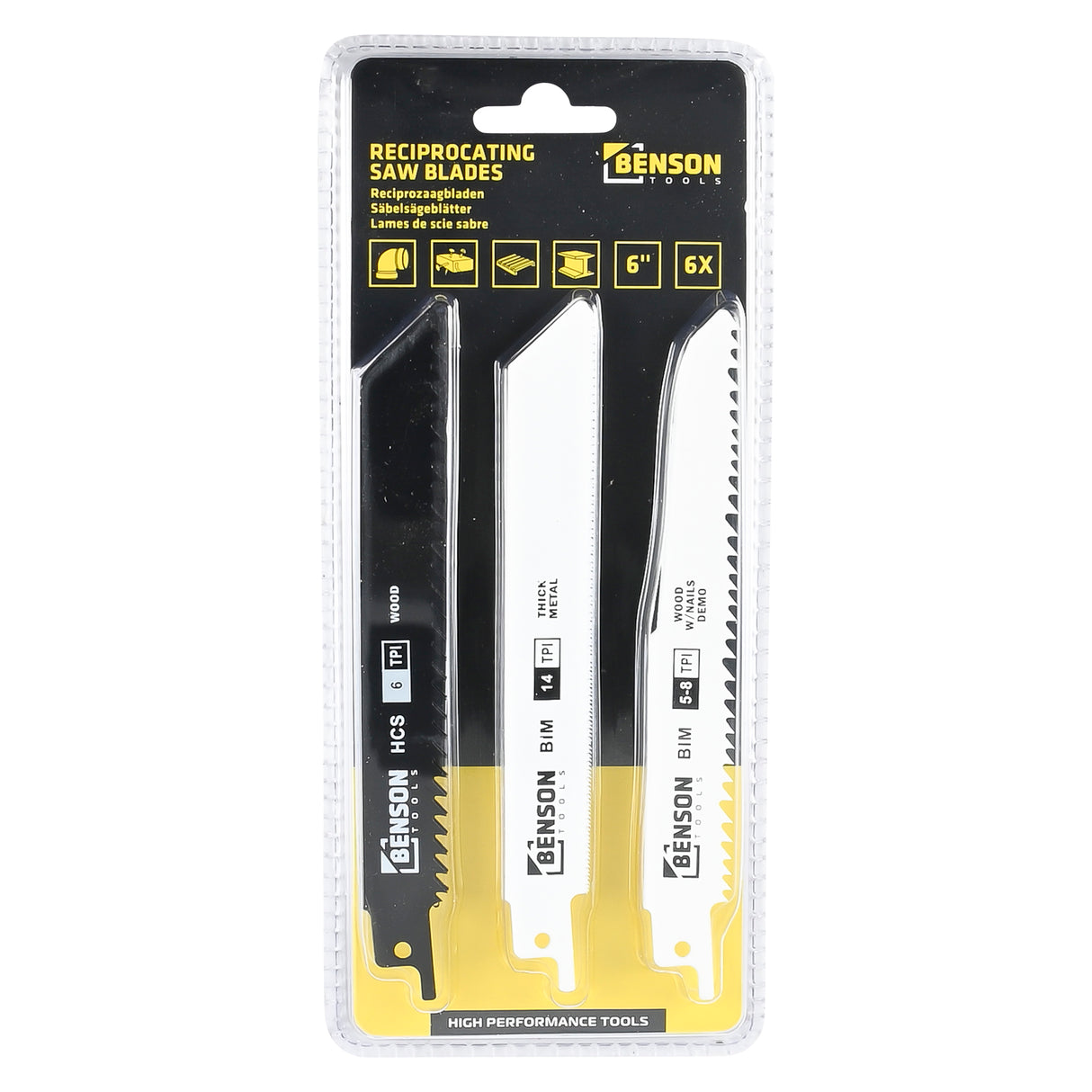 Reciprocating saw blades 6 pieces for wood and metal