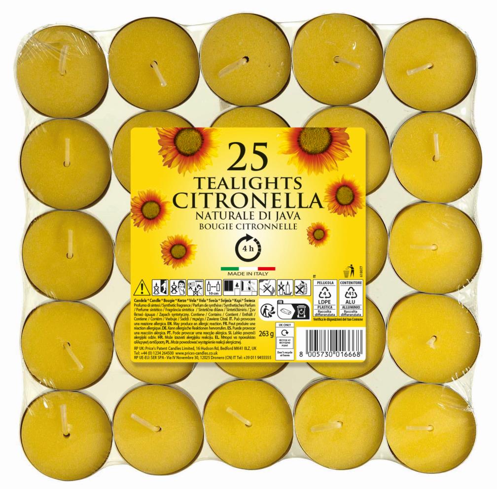 Citronella-Teelichter 25-tlg