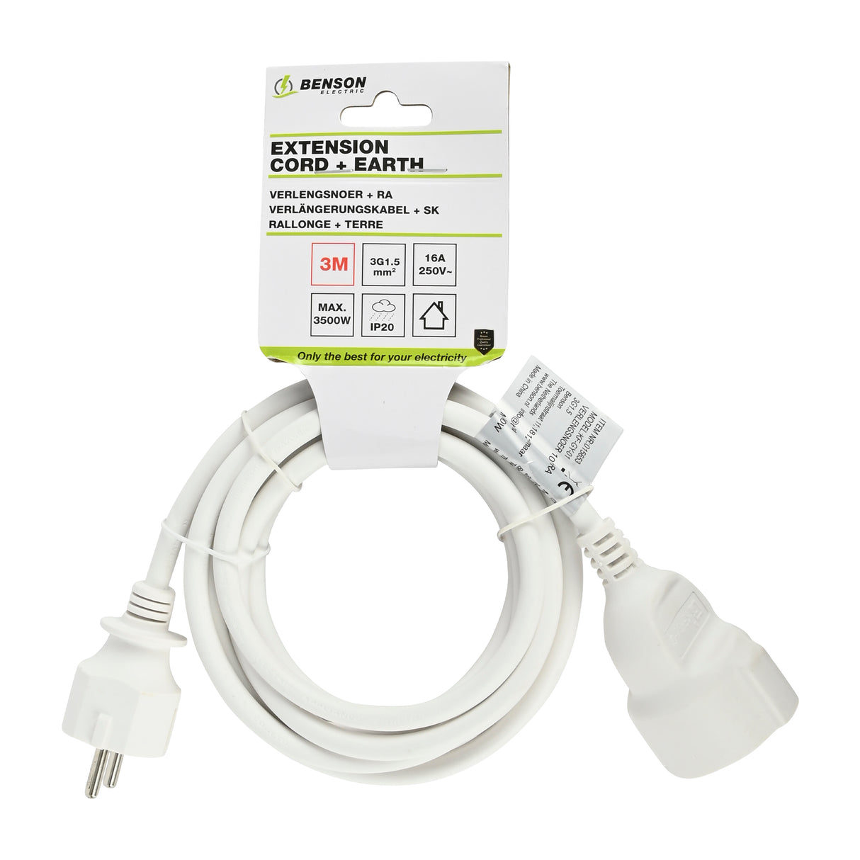 Extension cord + RA 3 x 1.5 3 mtr