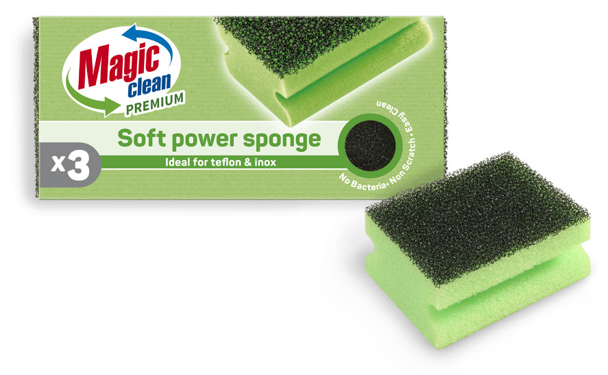 Magic Clean Premium Soft power Schuurspons met grip 3 dlg
