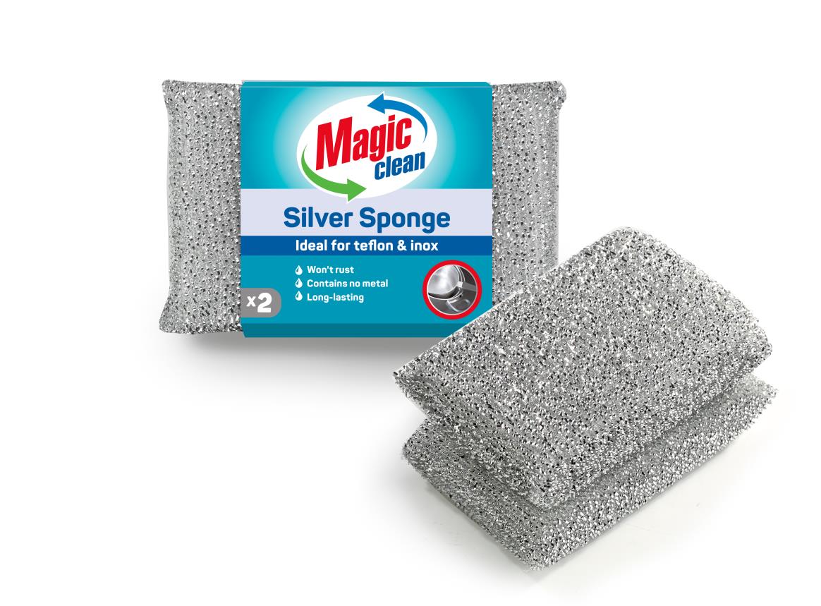 Magic Clean Pannenspons Lurex zilver 2 dlg