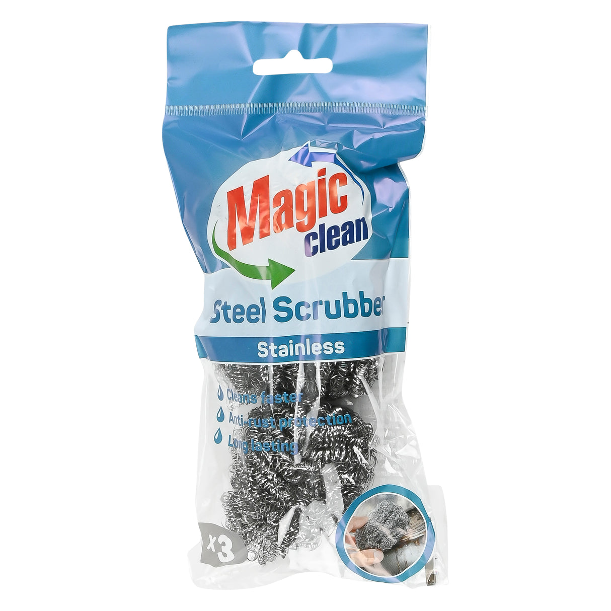 Magic Clean Staalspons roestvrij staal 3 dlg
