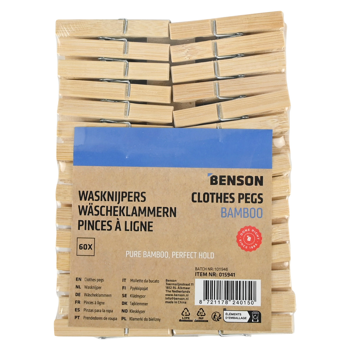 Wasknijper bamboe 60 dlg