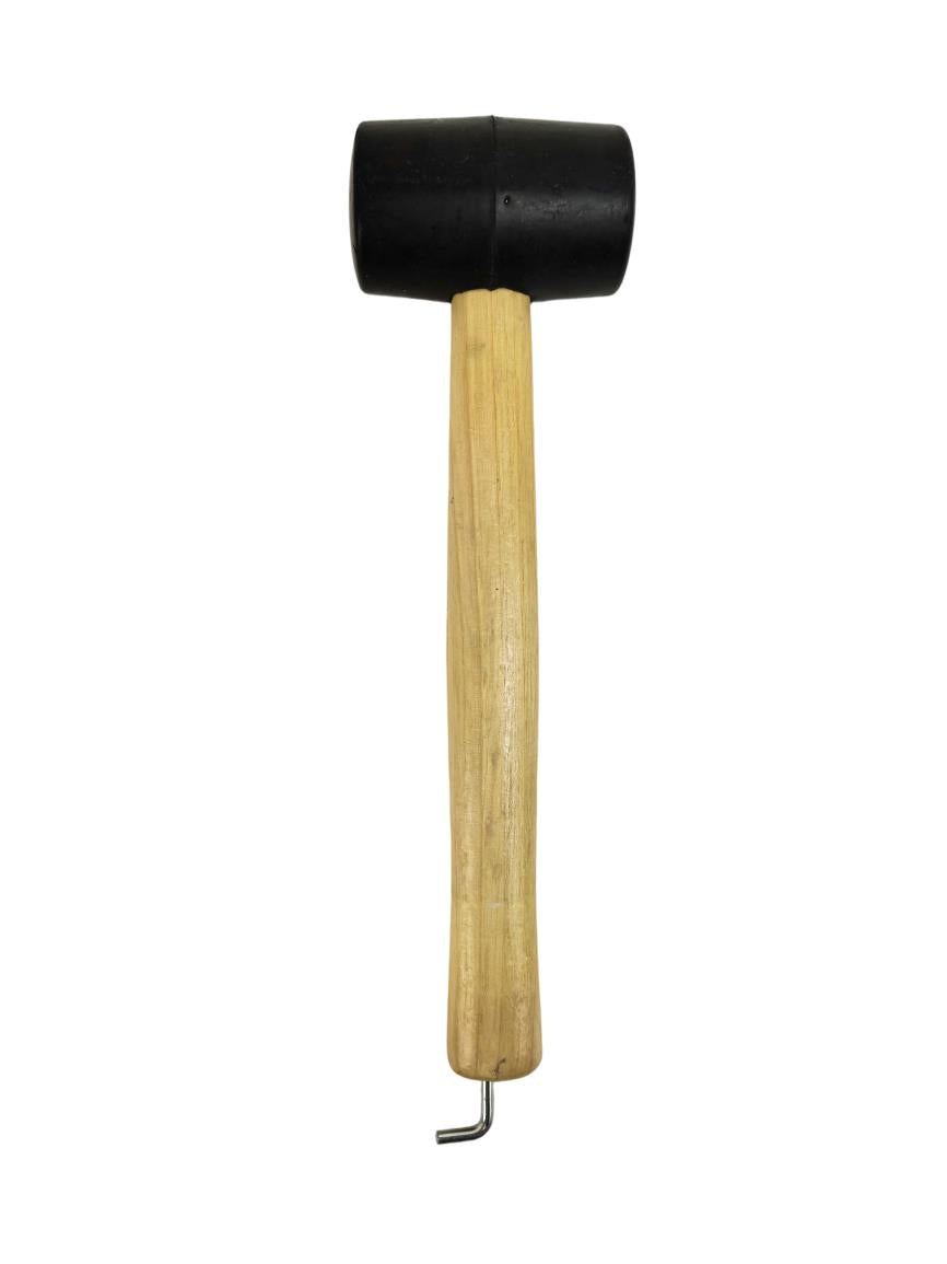 Camping hamer met rubberen kop en haringtrekker 30 cm
