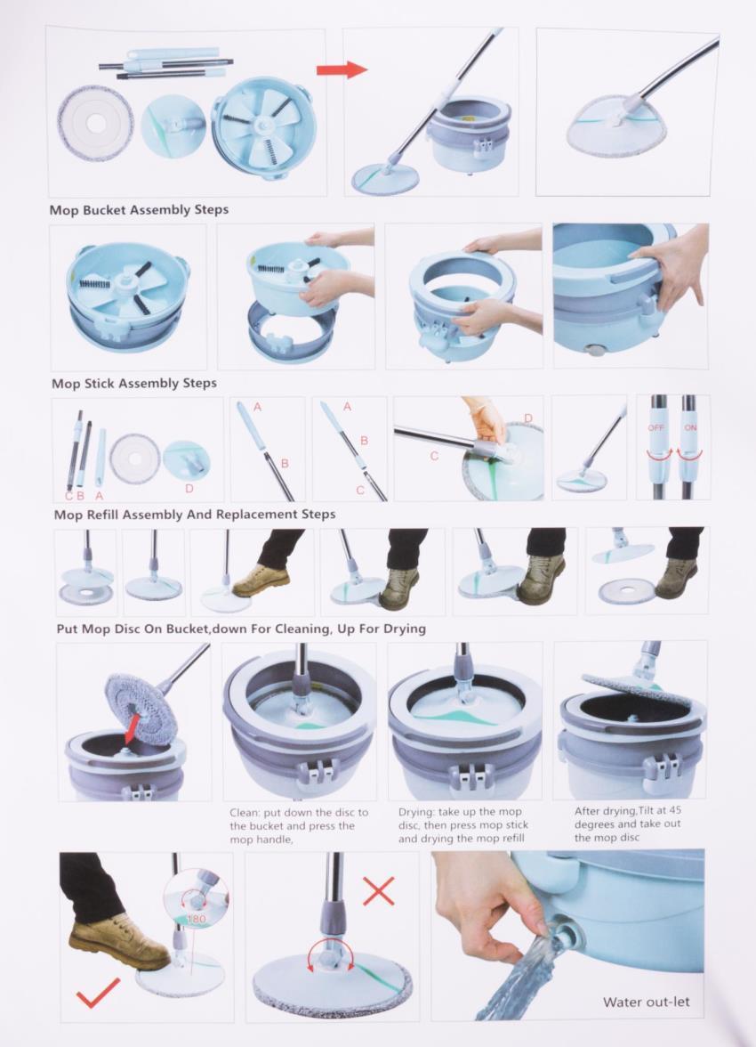 Mop + bucket set 360° spinning compact