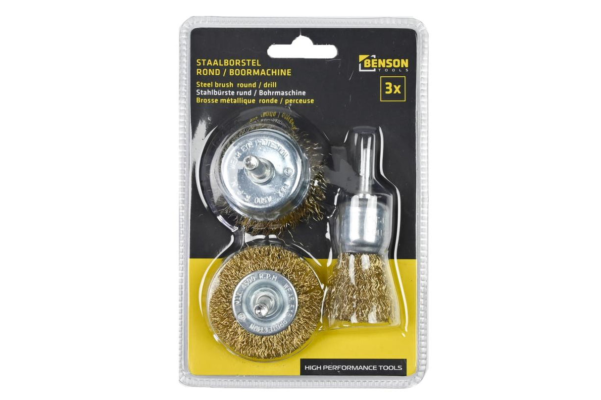 Brosse métallique ronde perceuse 3 pcs