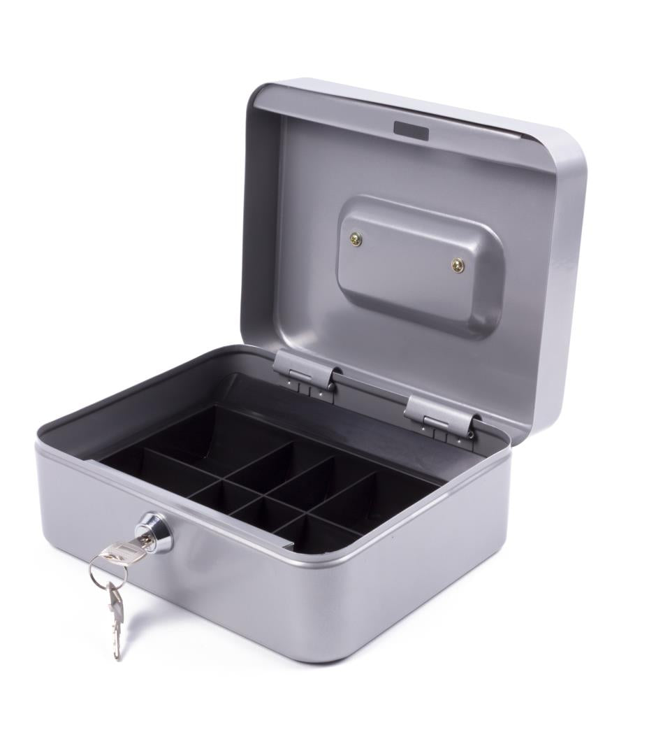 Cash box metal silver 200 x 160 x 90 mm