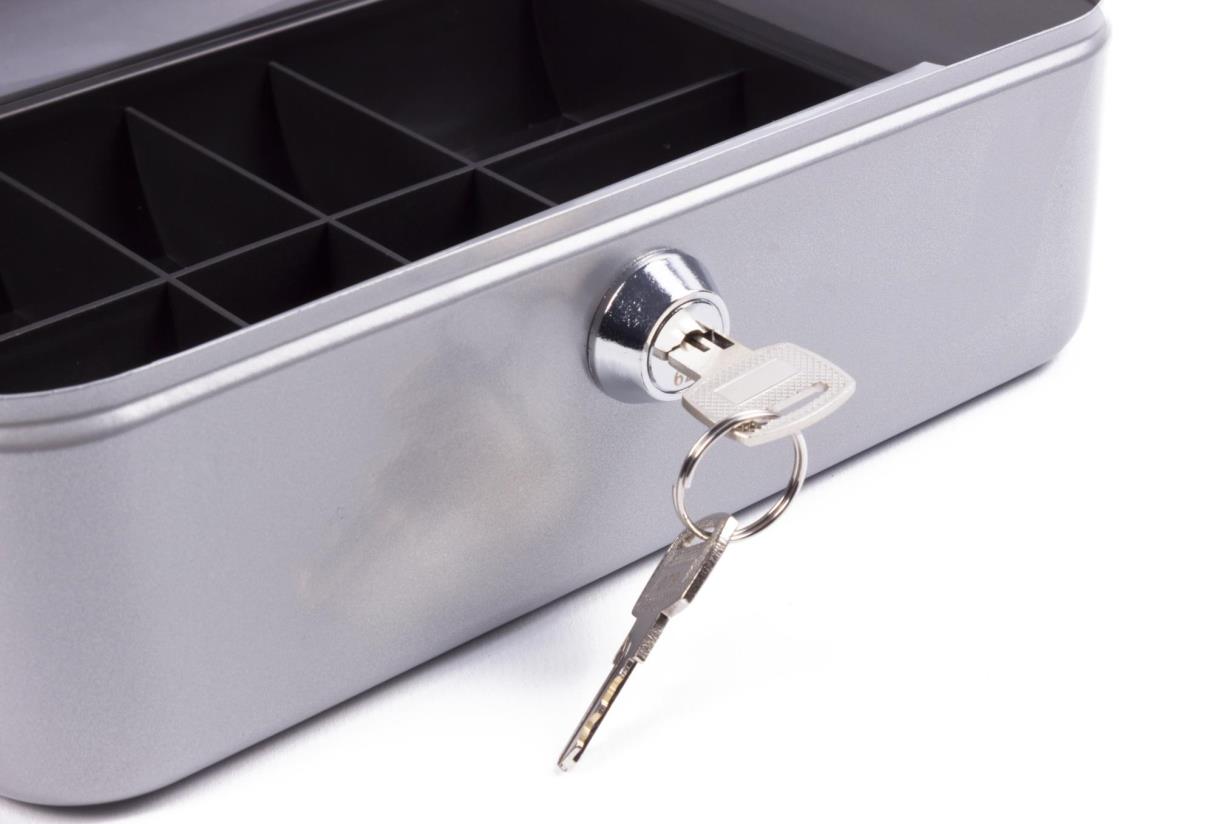 Cash box metal silver 200 x 160 x 90 mm