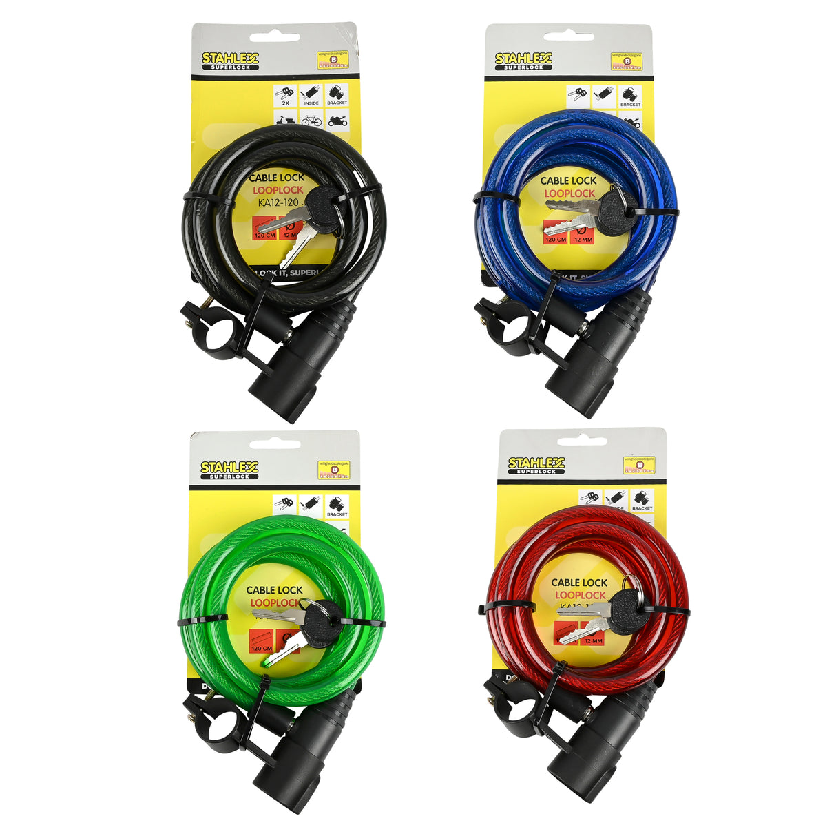 Antivol câble Looplock 12 x 1200 cavo + support mix