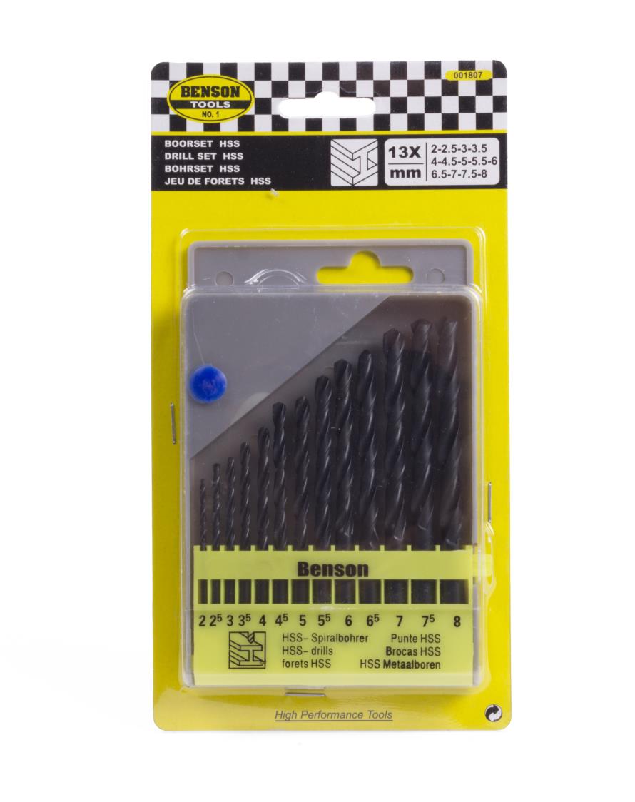 Boorset 13 dlg HSS cassette