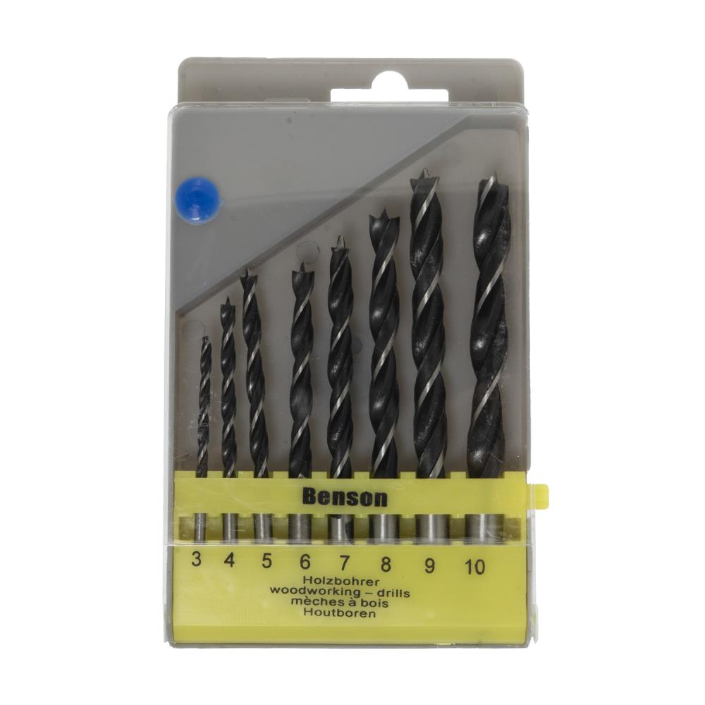 Boorset 8 dlg hout cassette