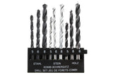 Boorset 9 dlg hout en metaal en steen cassette