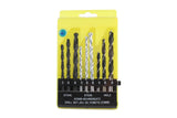 Boorset 9 dlg hout en metaal en steen cassette