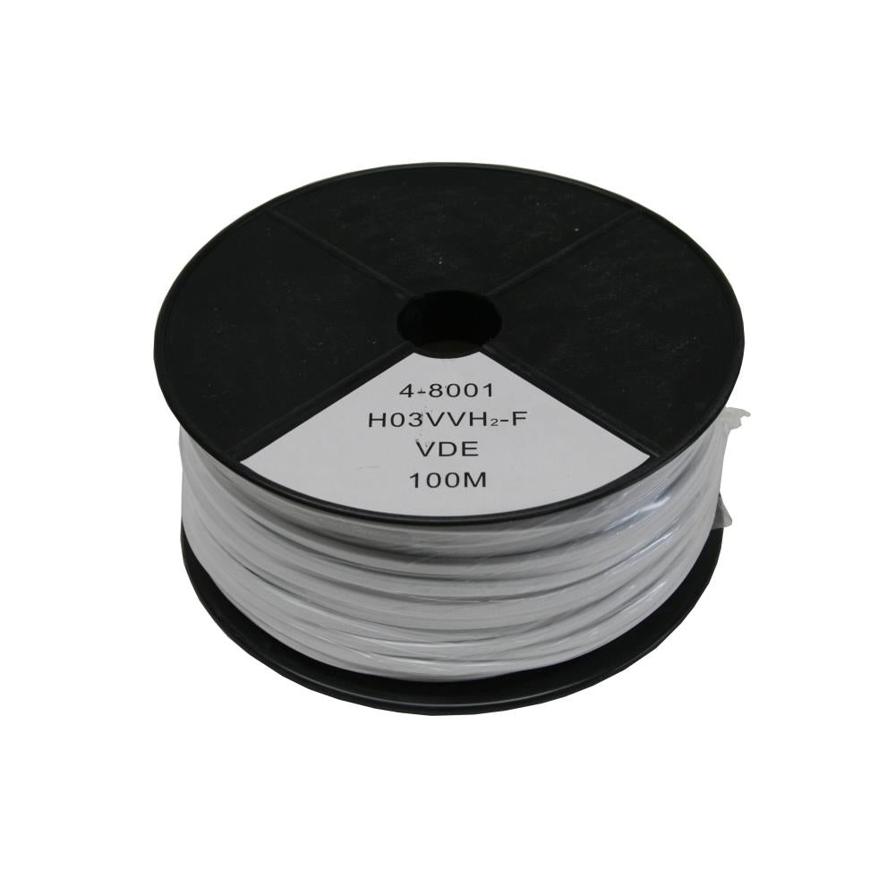Stroomkabel ovaal 2 x 0.75 100 mtr wit