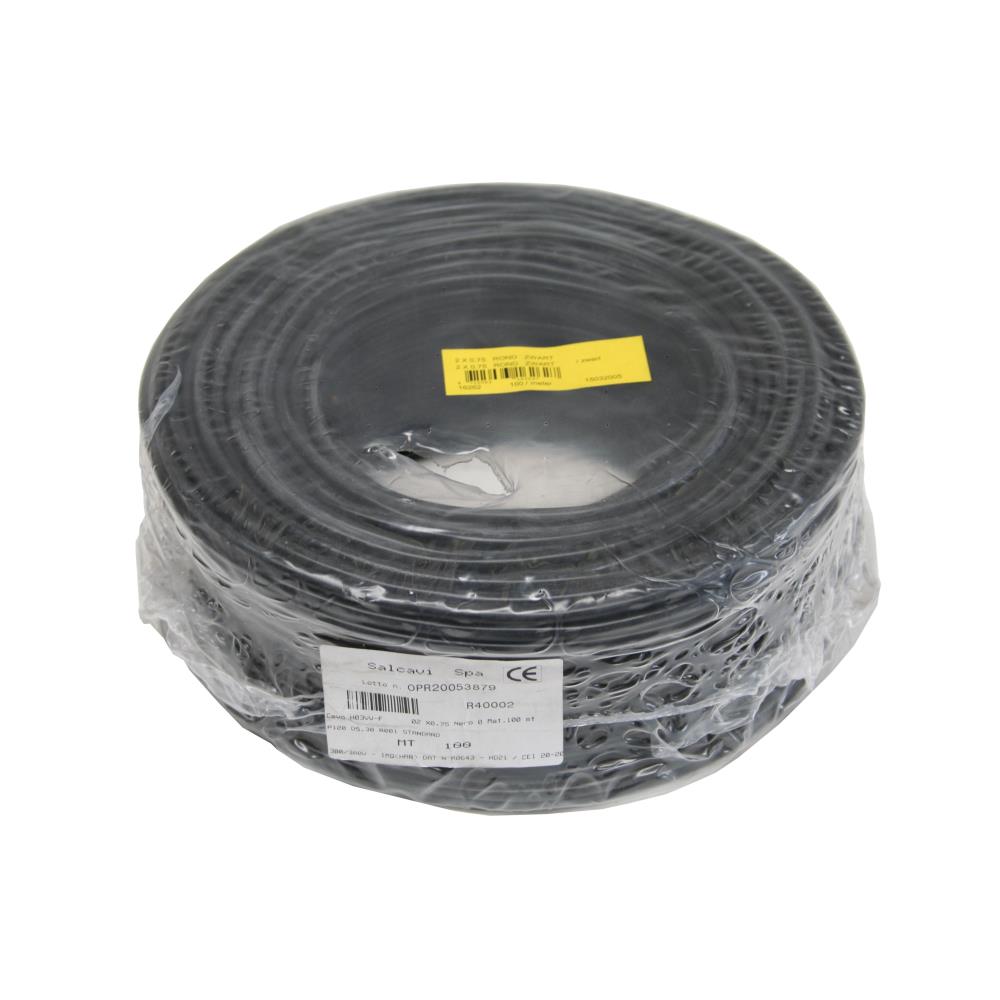 Stroomkabel rond 2 x 0.75 100 mtr zwart