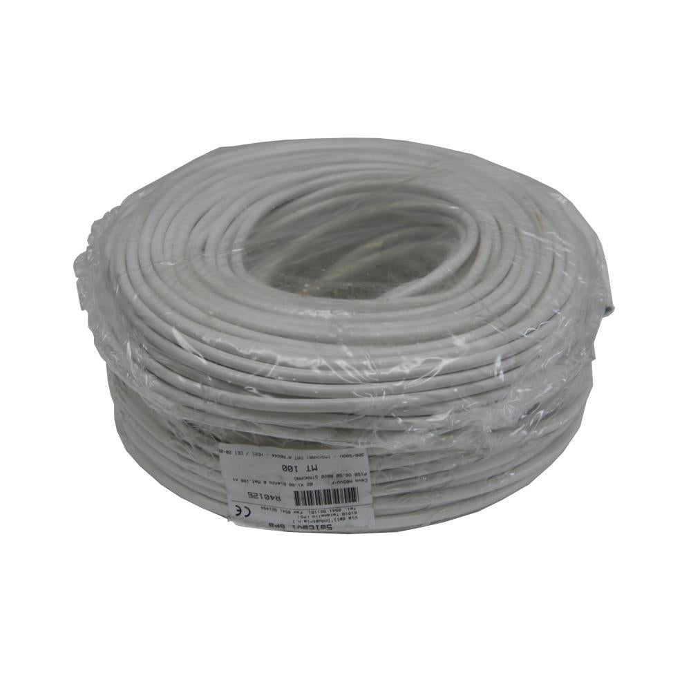 Stroomkabel rond 3 x 1.00 100 mtr wit