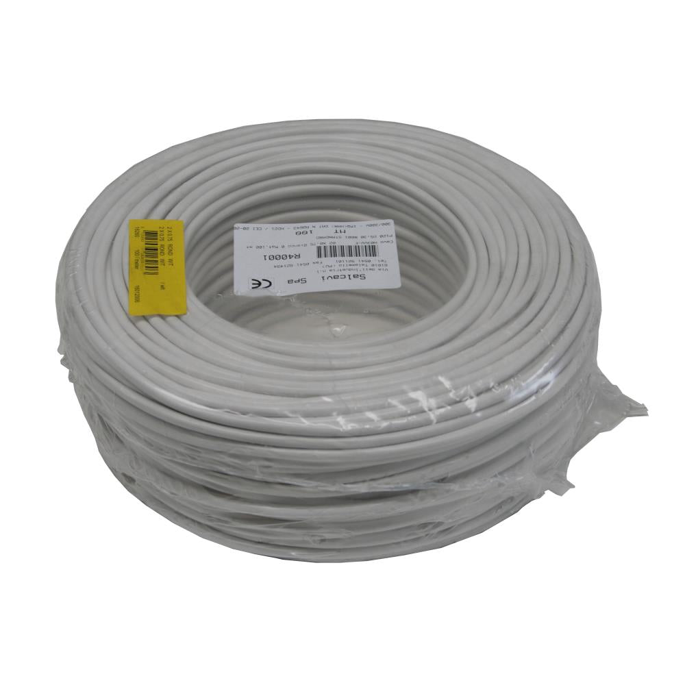 Stroomkabel rond 3 x 0.75 100 mtr wit
