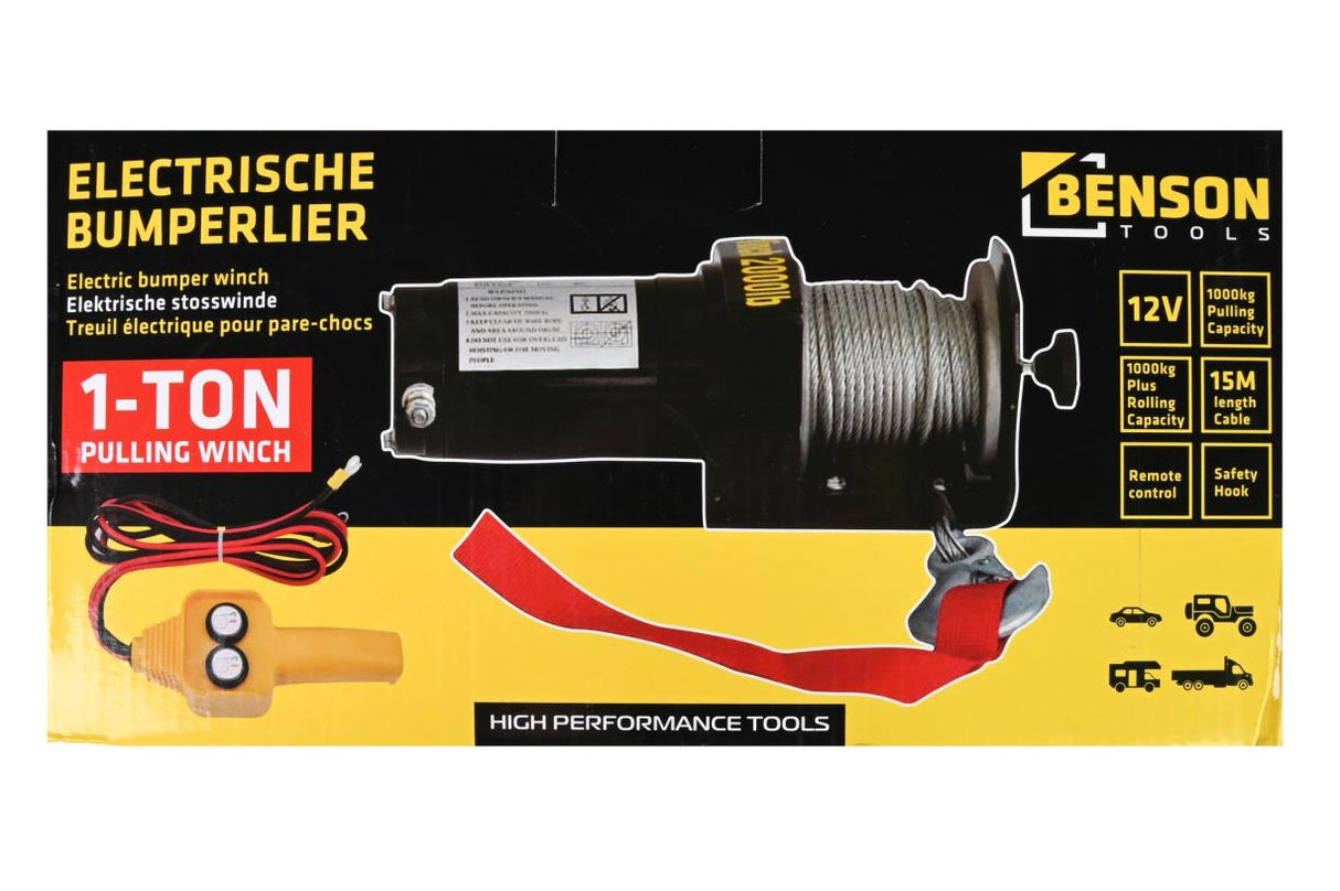 Seilwinde elektrisch 12V 2000 LBS Stossstange