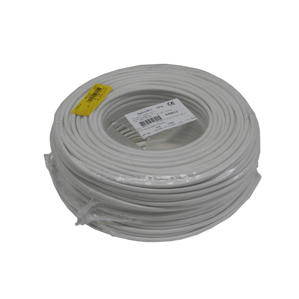 Stroomkabel rond 2 x 1.00 100 mtr wit