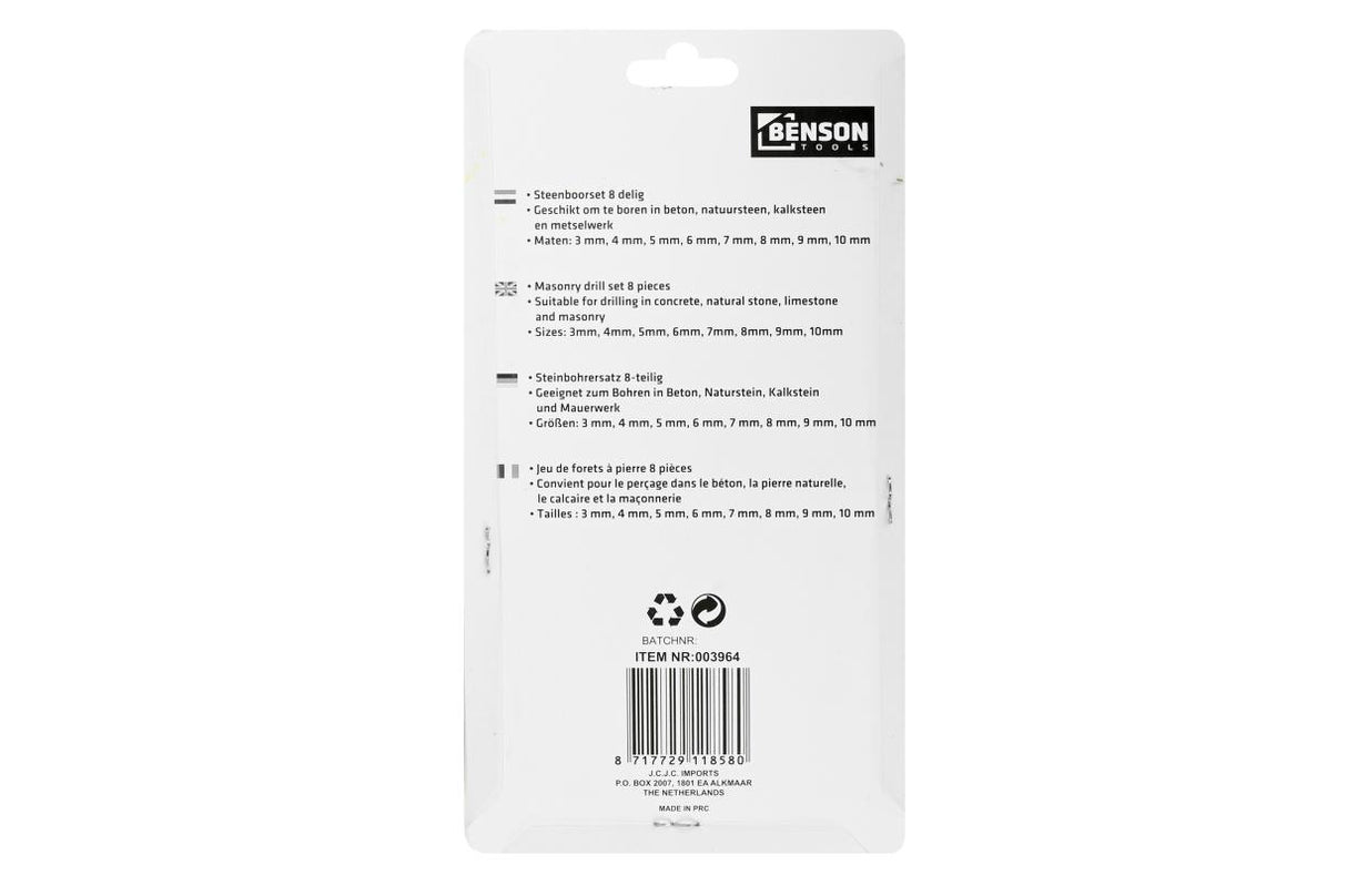 Boorset 8 dlg steen cassette