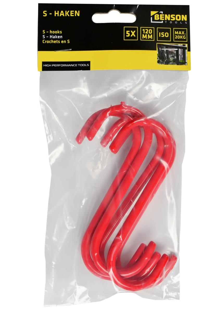 S - Haken 120 mm 5-tlg rot iso