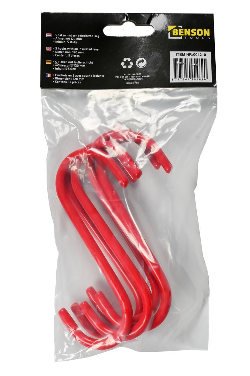 S - Haken 120 mm 5-tlg rot iso