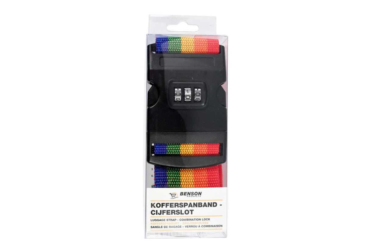 Kofferspanband + cijferslot multicolor