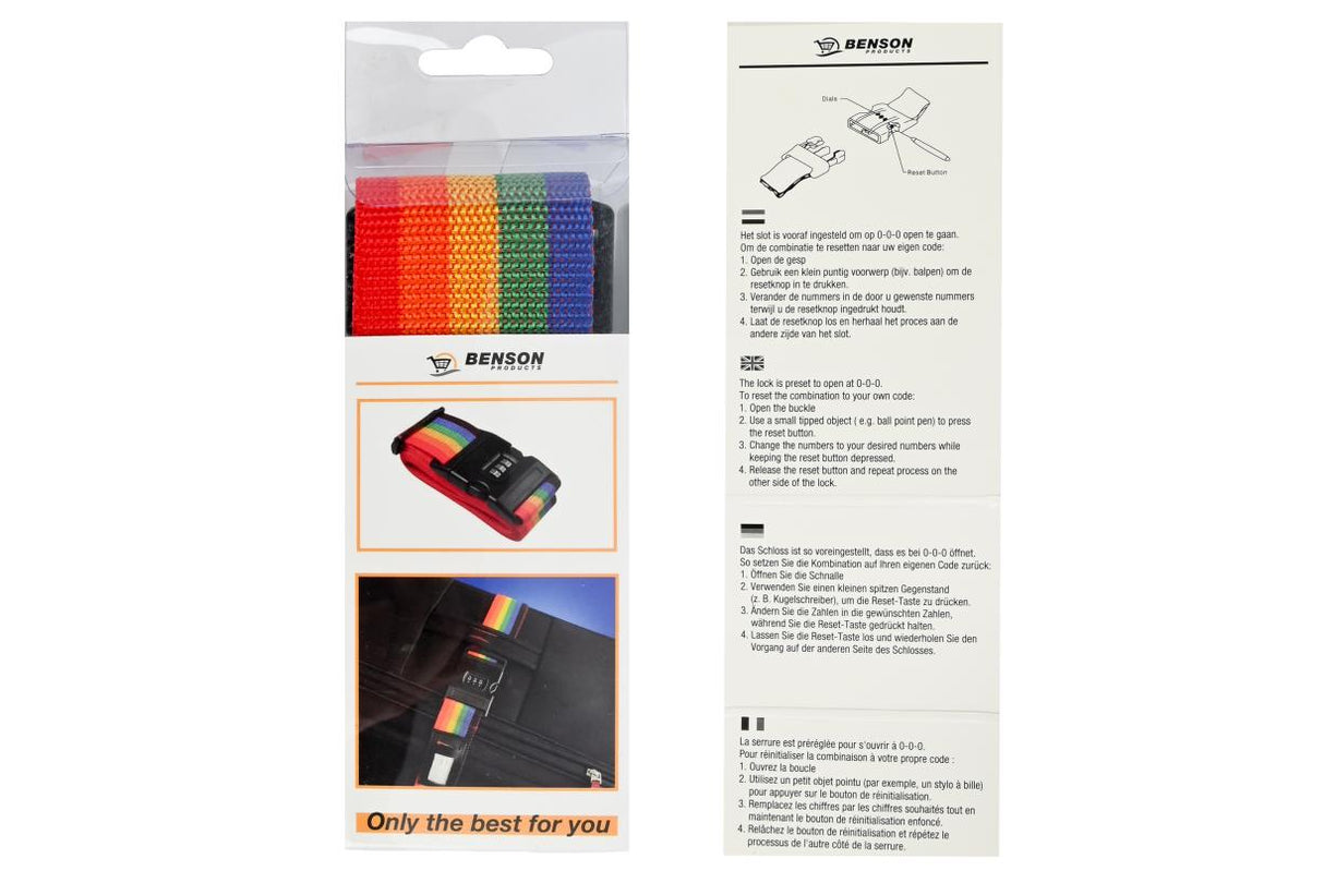 Kofferspanband + cijferslot multicolor