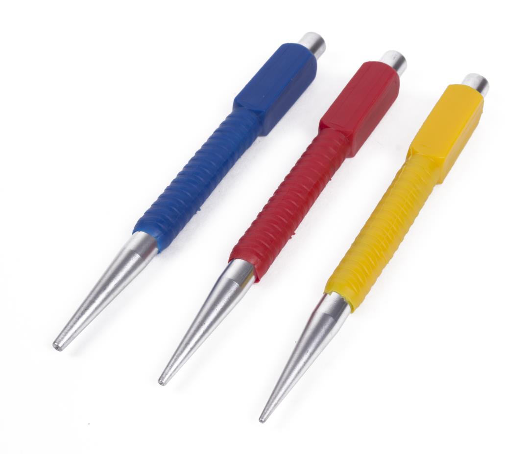 Nail punch set 3 pcs 125 mm color