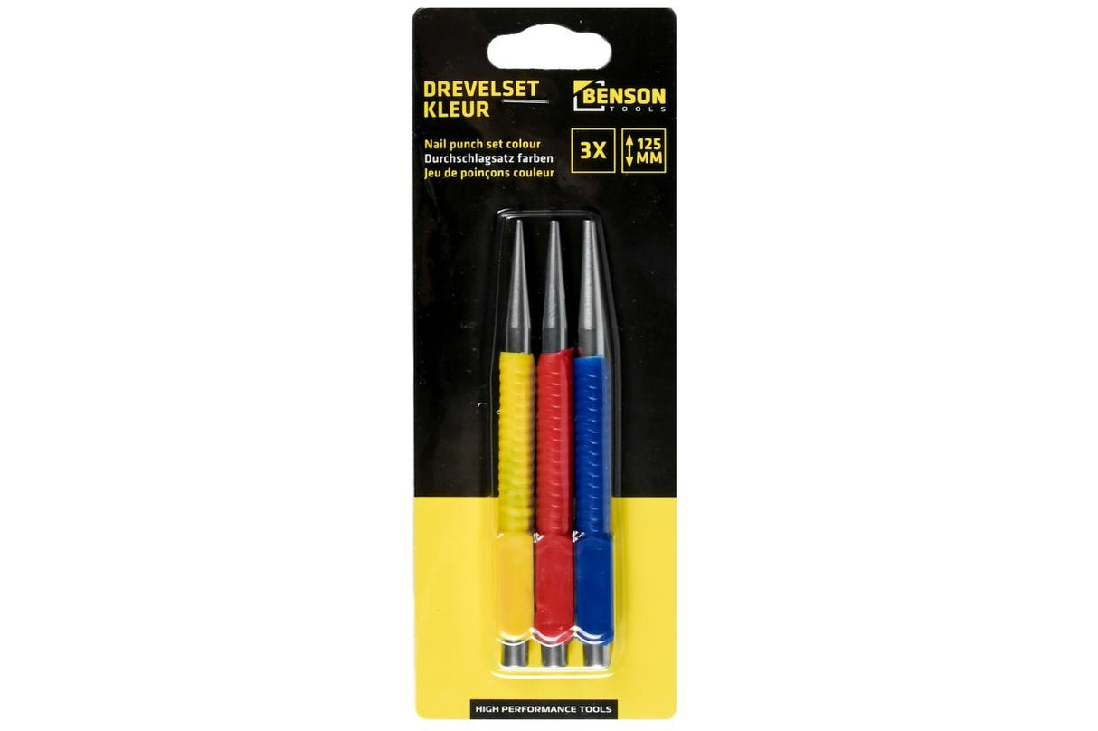 Nail punch set 3 pcs 125 mm color