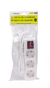 Extension socket 3-way + earth + switch 1.5 m