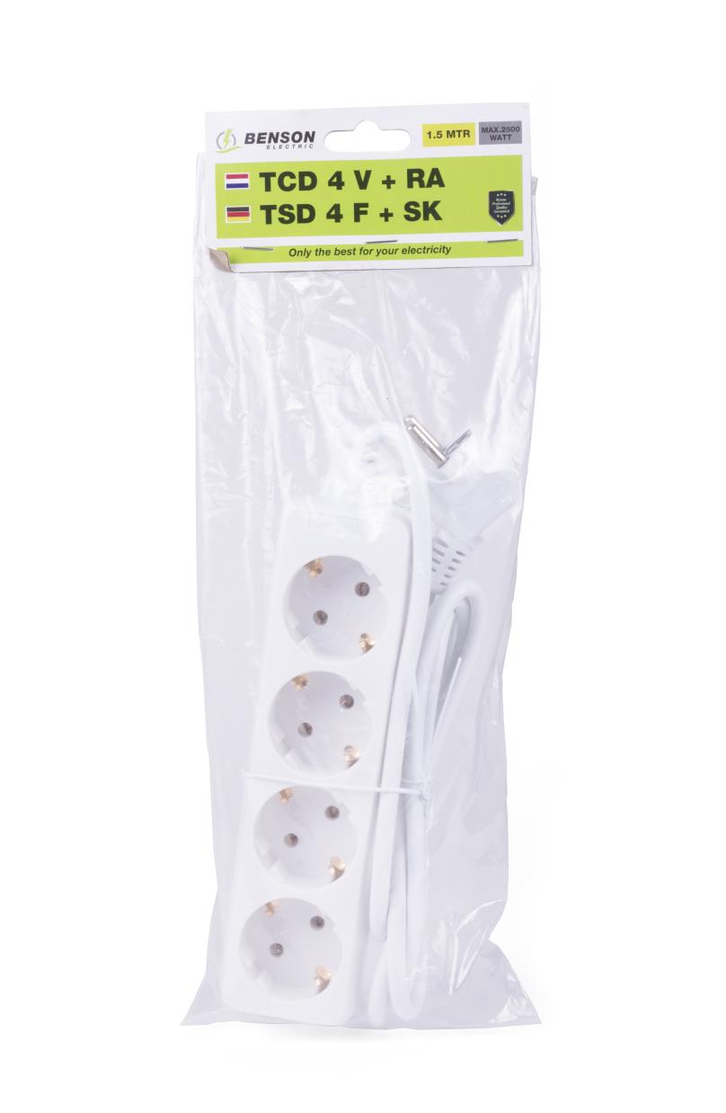 Steckdosenleiste 4-fach + SK + 1,5 m
