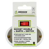 Socket double + earth + switch white