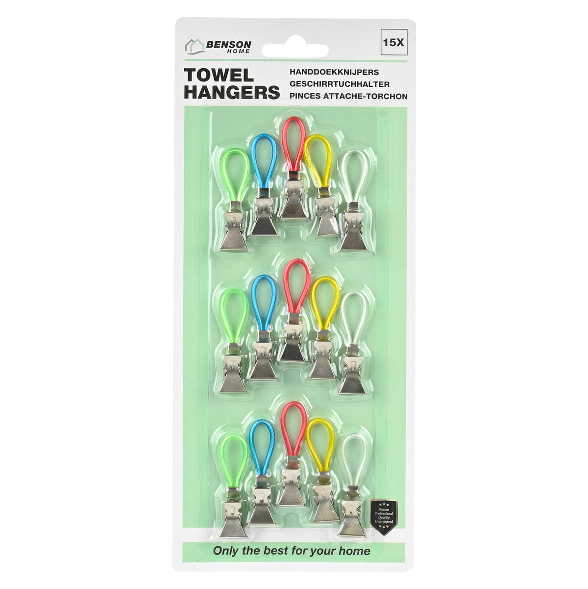 Pinces attache-torchon jaune/rouge/vert 15 pcs