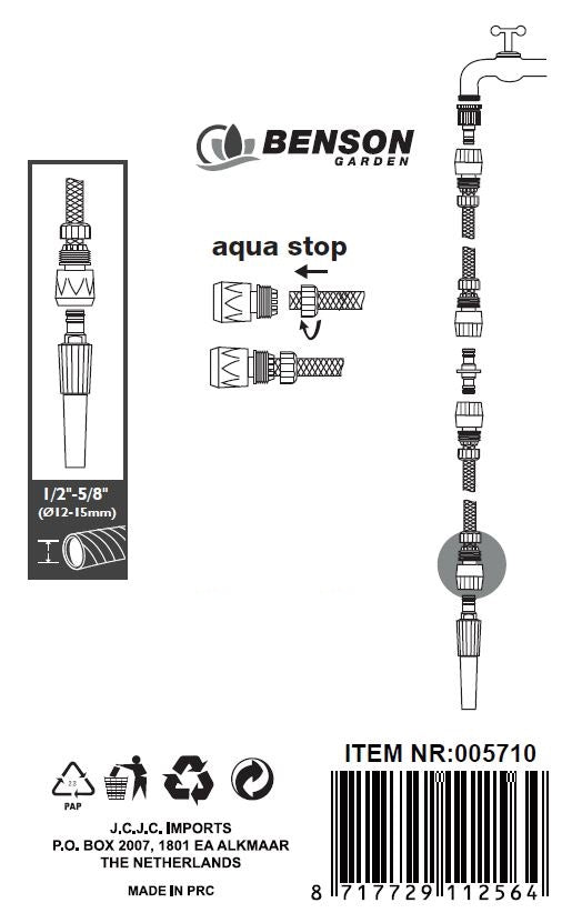 Raccords rap. de tuyau + arrêt 1/2" - 5/8"